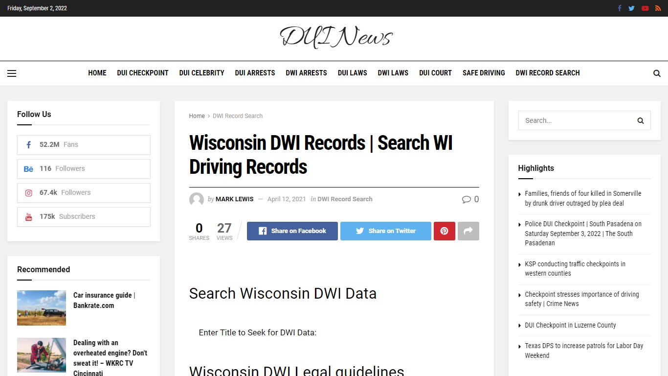 Wisconsin DWI Records | Search WI Driving Records – DUI News